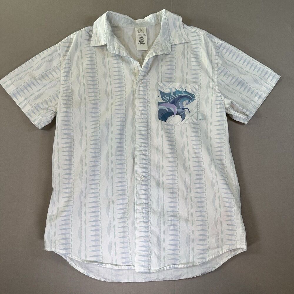 Disney Frozen Elsa Button Up Shirt Adult Medium White Blue by Brittney Lee Parks